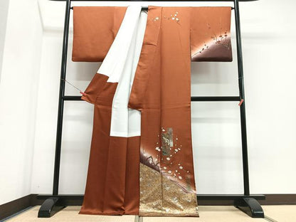 平和屋着物■訪問着　短冊花鳥文　暈し染め　金銀彩　正絹　逸品　CABJ8344xe