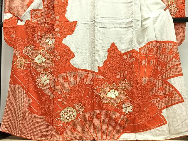平和屋着物■豪華振袖　駒刺繍　絞り　扇面花文　正絹　逸品　CABJ8351xe