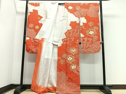 平和屋着物■豪華振袖　駒刺繍　絞り　扇面花文　正絹　逸品　CABJ8351xe