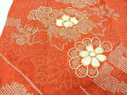 平和屋着物■豪華振袖　駒刺繍　絞り　扇面花文　正絹　逸品　CABJ8351xe