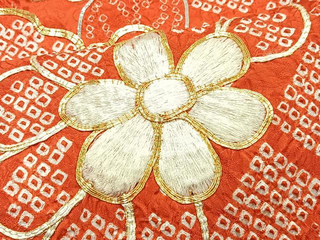 平和屋着物■豪華振袖　駒刺繍　絞り　扇面花文　正絹　逸品　CABJ8351xe