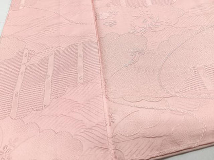 平和屋着物■上質な色無地　雲取り立波花地紋　珊瑚色　正絹　逸品　CABJ8355xe