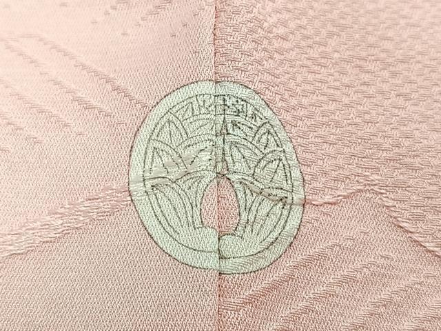 平和屋着物■上質な色無地　雲取り立波花地紋　珊瑚色　正絹　逸品　CABJ8355xe