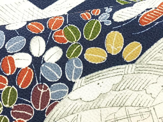 平和屋着物■訪問着　芝草花文　鬼しぼ縮緬　正絹　逸品　CABJ8368xe