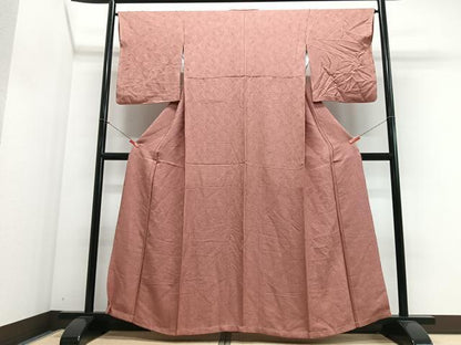 平和屋着物■上質な色無地　舞菊地紋　紅梅色　正絹　逸品　未使用　CABJ8369xe