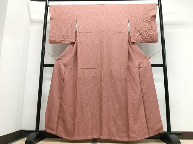 平和屋着物■上質な色無地　舞菊地紋　紅梅色　正絹　逸品　未使用　CABJ8369xe