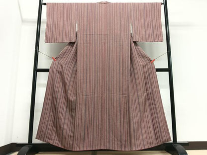 平和屋着物■上質な小紋　縞　鬼しぼ縮緬　正絹　逸品　CABJ8372xe