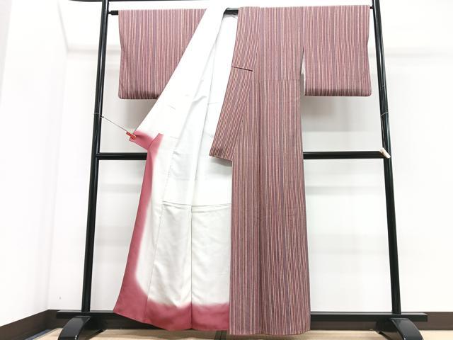 平和屋着物■上質な小紋　縞　鬼しぼ縮緬　正絹　逸品　CABJ8372xe
