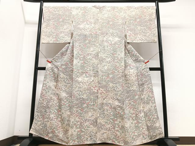 平和屋着物■上質な小紋　本草木染　花鳥文　鬼しぼ縮緬　正絹　逸品　CABJ8376xe