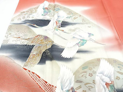 平和屋着物■豪華振袖　絞り　幾久重袖　飛鶴遠山文　暈し染め　金銀彩　正絹　逸品　CABJ8381xe