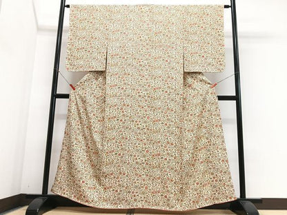 平和屋着物■上質な小紋　草花文　正絹　逸品　CABJ8385xe