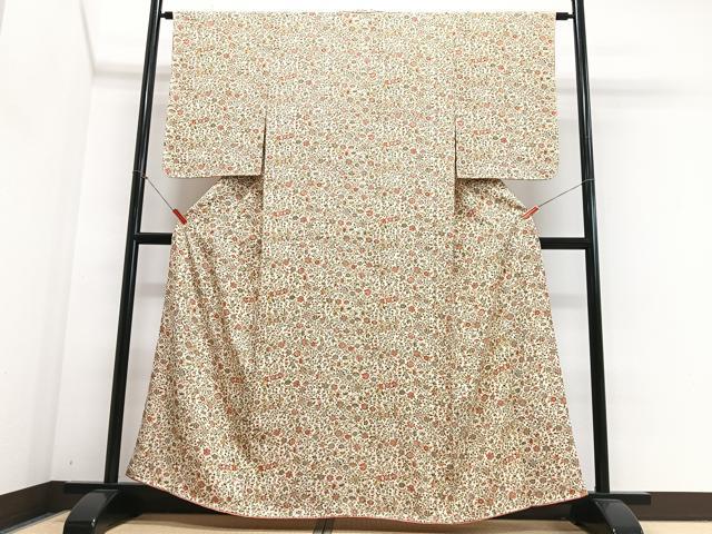 平和屋着物■上質な小紋　草花文　正絹　逸品　CABJ8385xe