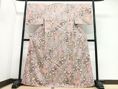 平和屋着物■上質な小紋　御所車花文　正絹　逸品　CABJ8388xe