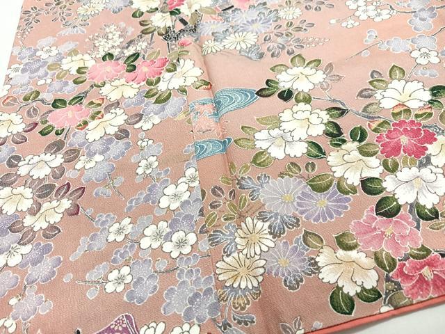 平和屋着物■上質な小紋　御所車花文　正絹　逸品　CABJ8388xe