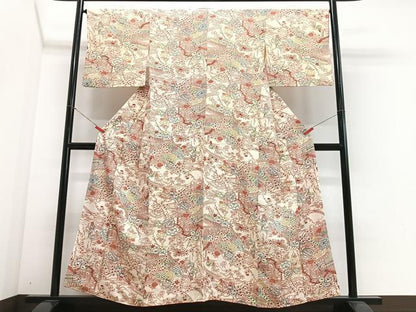 平和屋着物■上質な小紋　風景花文　正絹　逸品　CABJ8389xe