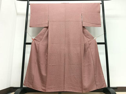 平和屋着物■上質な小紋　扇　鬼しぼ縮緬　正絹　逸品　CABJ8392xe