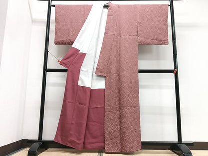 平和屋着物■上質な小紋　扇　鬼しぼ縮緬　正絹　逸品　CABJ8392xe