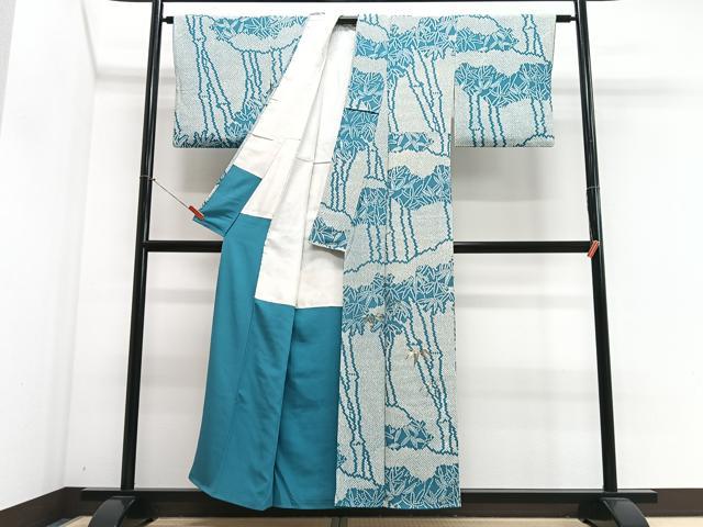 平和屋着物■訪問着　駒刺繍　笹竹文　正絹　逸品　CABJ8393xe
