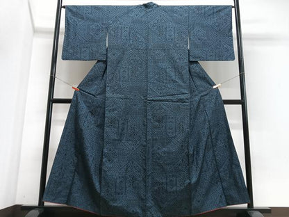 平和屋着物■本場大島紬　7マルキ　幾何学文様　正絹　逸品　CABJ8400xe
