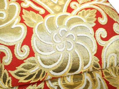 平和屋着物●西陣　川島織物　六通柄　本袋帯　花唐草文　黒地　金糸　正絹　逸品　CABJ8402hy