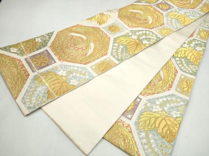 平和屋着物●六通柄　本袋帯　蜀江鳳凰草花文　金銀糸　松坂屋扱い　正絹　逸品　CABJ8403hy