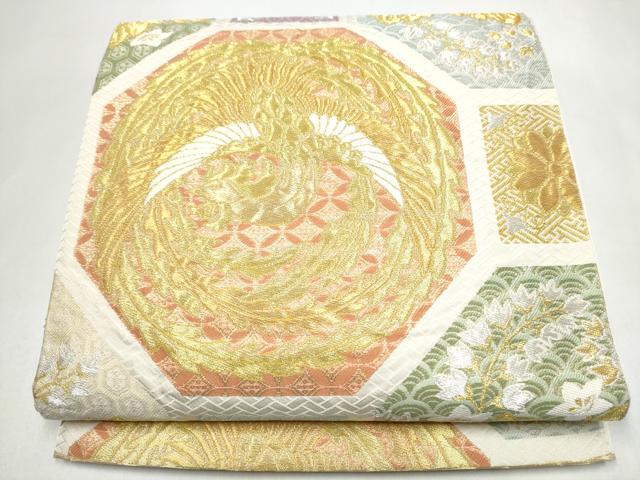 平和屋着物●六通柄　本袋帯　蜀江鳳凰草花文　金銀糸　松坂屋扱い　正絹　逸品　CABJ8403hy