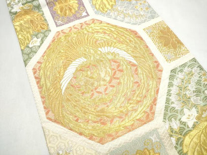 平和屋着物●六通柄　本袋帯　蜀江鳳凰草花文　金銀糸　松坂屋扱い　正絹　逸品　CABJ8403hy