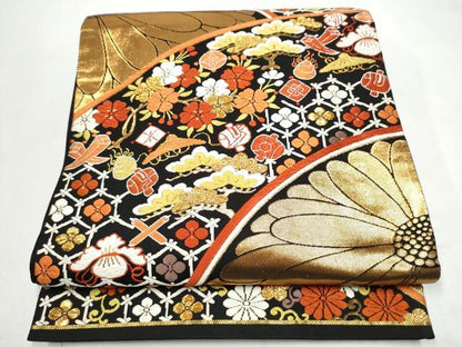 平和屋着物●西陣　河合美術織物謹製　六通柄袋帯　唐織　宝尽くし文　金糸　正絹　逸品　CABJ8408hy