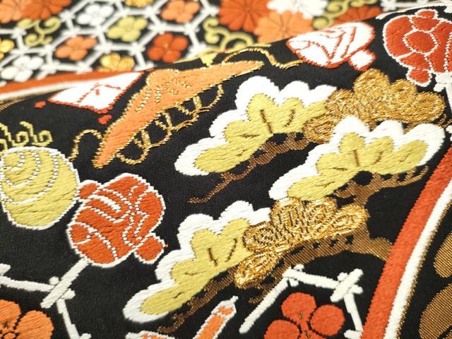 平和屋着物●西陣　河合美術織物謹製　六通柄袋帯　唐織　宝尽くし文　金糸　正絹　逸品　CABJ8408hy