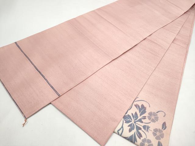 平和屋着物●太鼓柄袋帯　紬地　型染め　草花文　正絹　逸品　CABJ8409hy