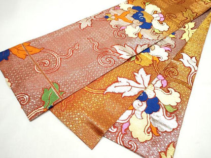 平和屋着物●丸帯　更紗花唐草文　金銀糸　正絹　逸品　CABJ8411hy