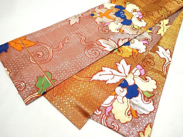 平和屋着物●丸帯　更紗花唐草文　金銀糸　正絹　逸品　CABJ8411hy