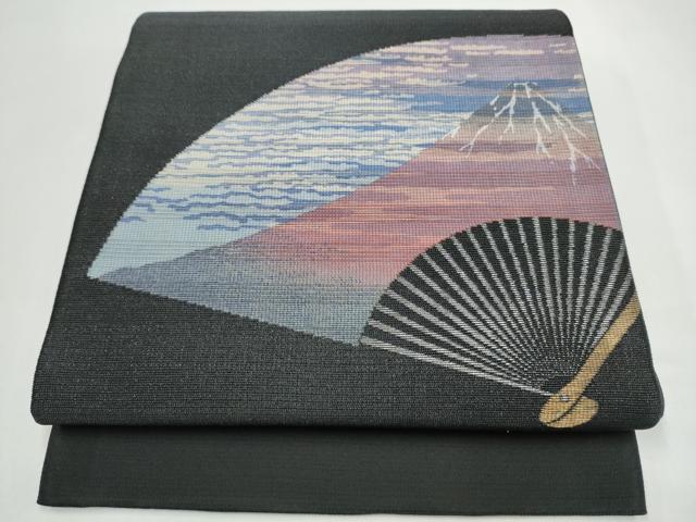 平和屋着物●BANKANわものや　太鼓柄袋帯　扇面遠山霞文　金銀糸　正絹　逸品　CABJ8414hy