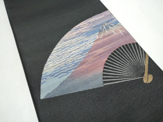 平和屋着物●BANKANわものや　太鼓柄袋帯　扇面遠山霞文　金銀糸　正絹　逸品　CABJ8414hy