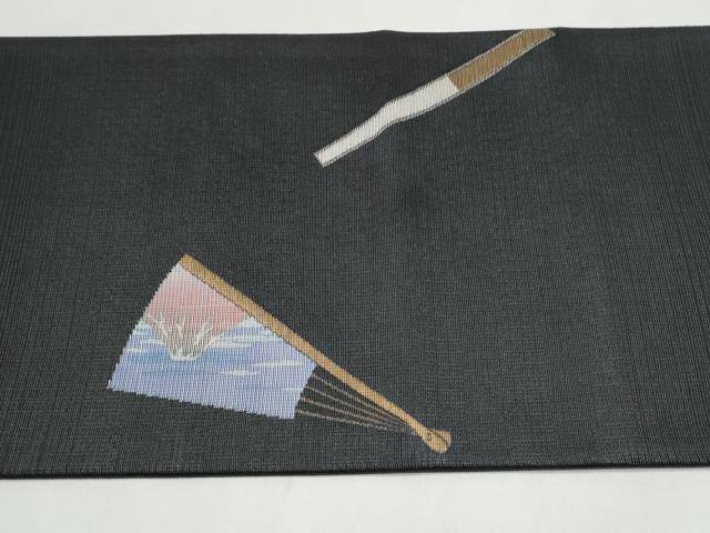 平和屋着物●BANKANわものや　太鼓柄袋帯　扇面遠山霞文　金銀糸　正絹　逸品　CABJ8414hy