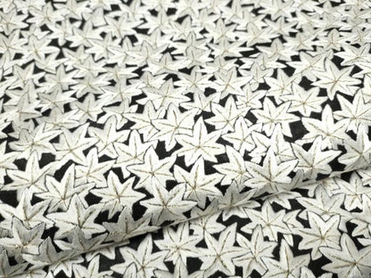 平和屋着物●太鼓柄袋帯　総刺繍　楓文　黒地　金糸　正絹　逸品　CABJ8420hy