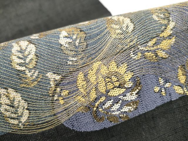 平和屋着物●名門　しょうざん　生紬　紙屋川伝承　絹漉貴　太鼓柄袋帯　象　花唐草文　金糸　証紙付き　正絹　逸品　CABJ8421hy