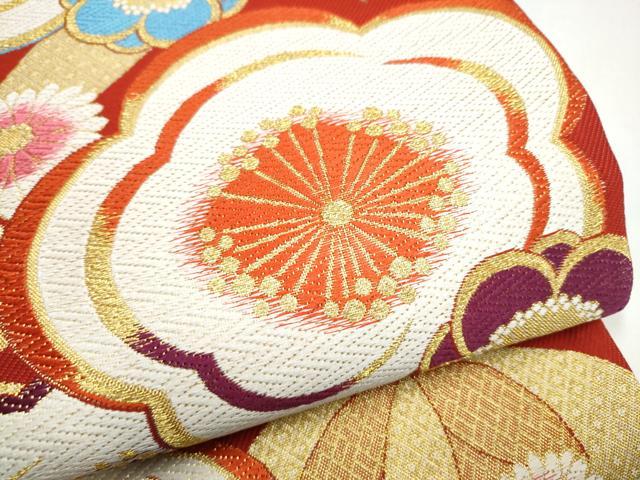 平和屋着物●西陣　大光謹製　六通柄袋帯　舞花文　金糸　証紙付き　逸品　未使用　CABJ8423hy