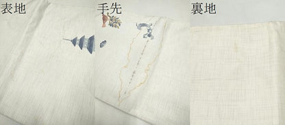 平和屋着物●六通柄袋帯　休み鳥風景文　正絹　逸品　CABJ8425hy
