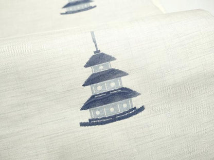 平和屋着物●六通柄袋帯　休み鳥風景文　正絹　逸品　CABJ8425hy