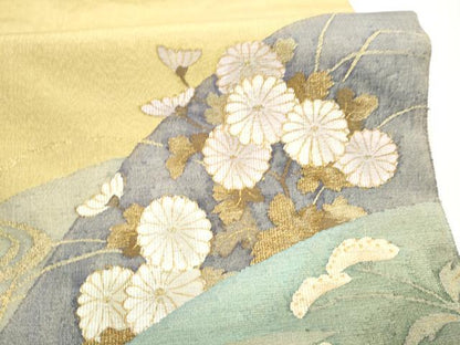 平和屋着物●太鼓柄袋帯　すくい織　流水菊文　金糸　正絹　逸品　CABJ8426hy