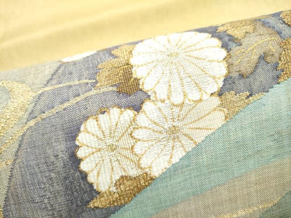平和屋着物●太鼓柄袋帯　すくい織　流水菊文　金糸　正絹　逸品　CABJ8426hy