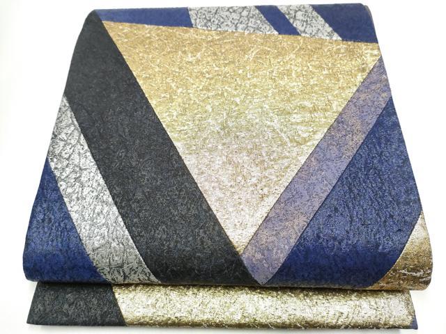 平和屋着物●両面　六通柄袋帯　切嵌　霞文　金銀糸　正絹　逸品　CABJ8431hy