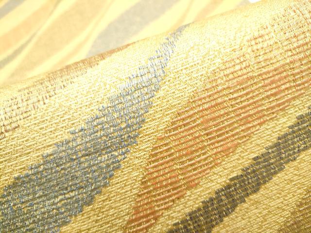 平和屋着物●両面　六通柄袋帯　霞文　金糸　正絹　逸品　CABJ8442hy