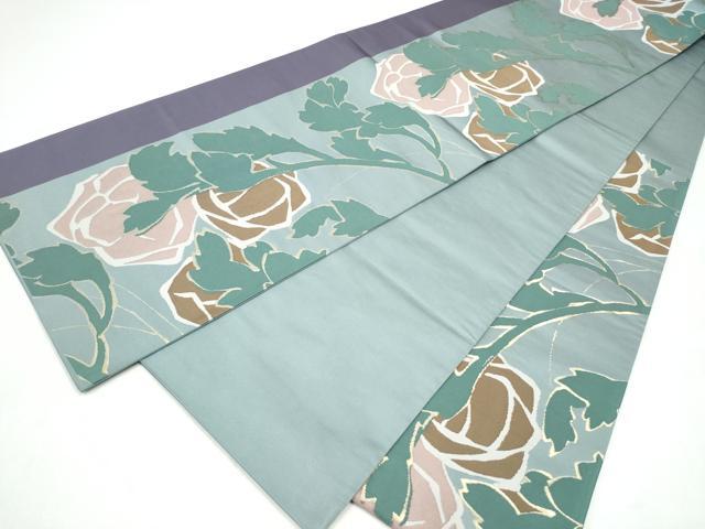 平和屋着物●世界的人形師　辻村寿三郎　ジュサブロー　六通柄袋帯　草花文　金糸　正絹　逸品　CABJ8445hy