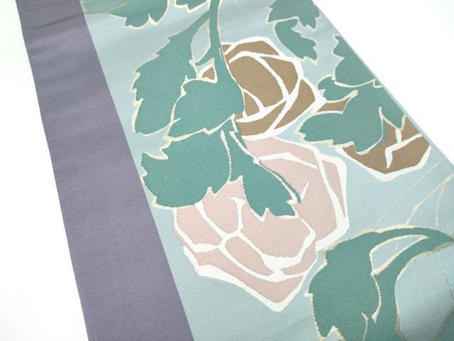 平和屋着物●世界的人形師　辻村寿三郎　ジュサブロー　六通柄袋帯　草花文　金糸　正絹　逸品　CABJ8445hy