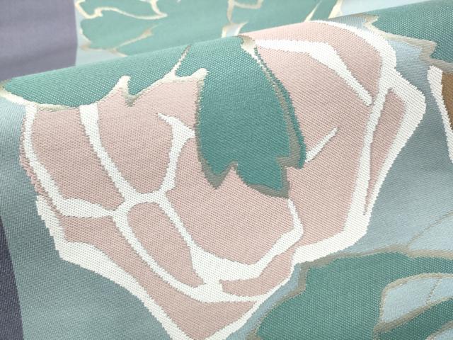平和屋着物●世界的人形師　辻村寿三郎　ジュサブロー　六通柄袋帯　草花文　金糸　正絹　逸品　CABJ8445hy