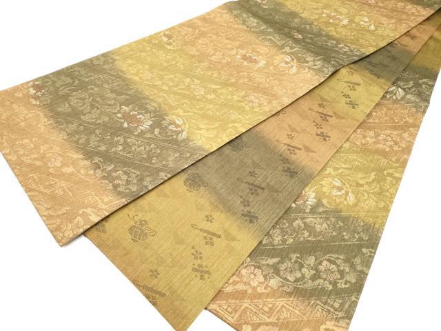 平和屋着物●両面　六通柄袋帯　花唐草文　金糸　正絹　逸品　CABJ8446hy