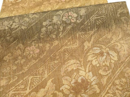 平和屋着物●両面　六通柄袋帯　花唐草文　金糸　正絹　逸品　CABJ8446hy