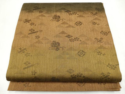 平和屋着物●両面　六通柄袋帯　花唐草文　金糸　正絹　逸品　CABJ8446hy